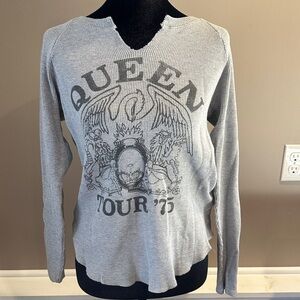 Free People Gray Queen Tour Long Sleeve Tee